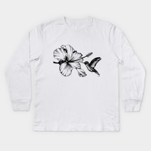 Hummingbird & Hibiscus II Kids Long Sleeve T-Shirt